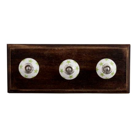 Green Star Ceramic Wooden Hooks